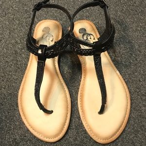 Black Thong Sandals